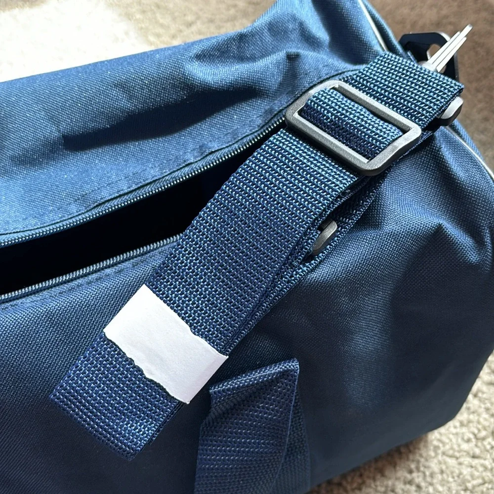 Blue duffle bag